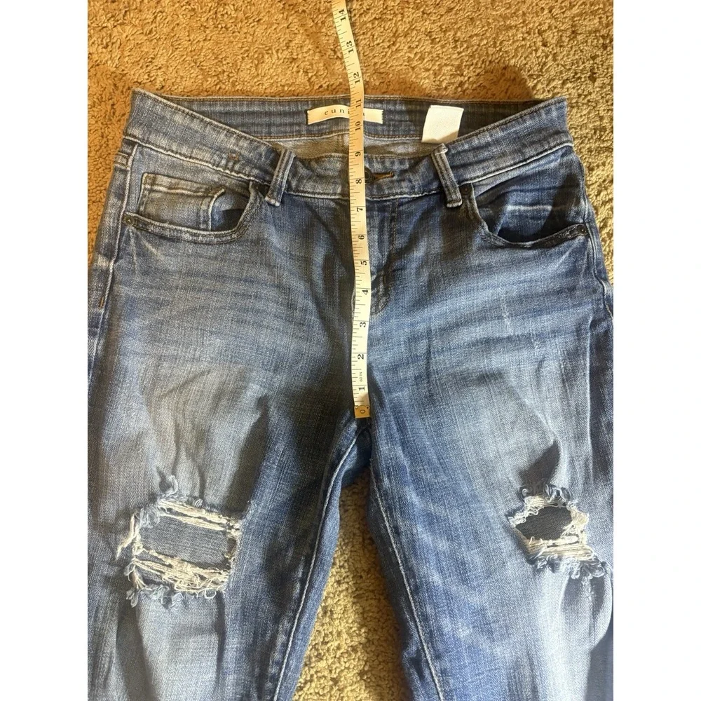 Eunina Jeans Womens 7 Mid Rise Relaxed Skinny Distressed Grunge - Picture 6 of 8